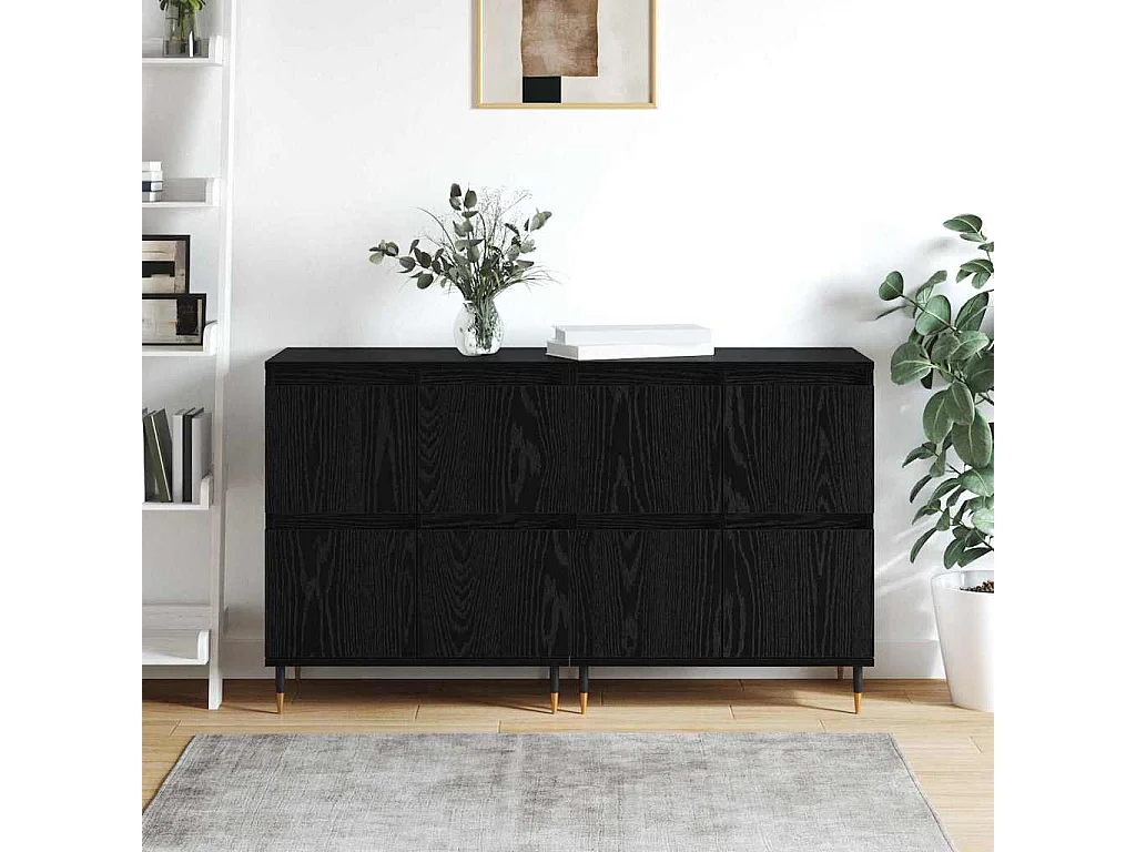 Buffets 2 pièces Chêne noir 120 x 35 x 70 cm Bois d'ingénierie