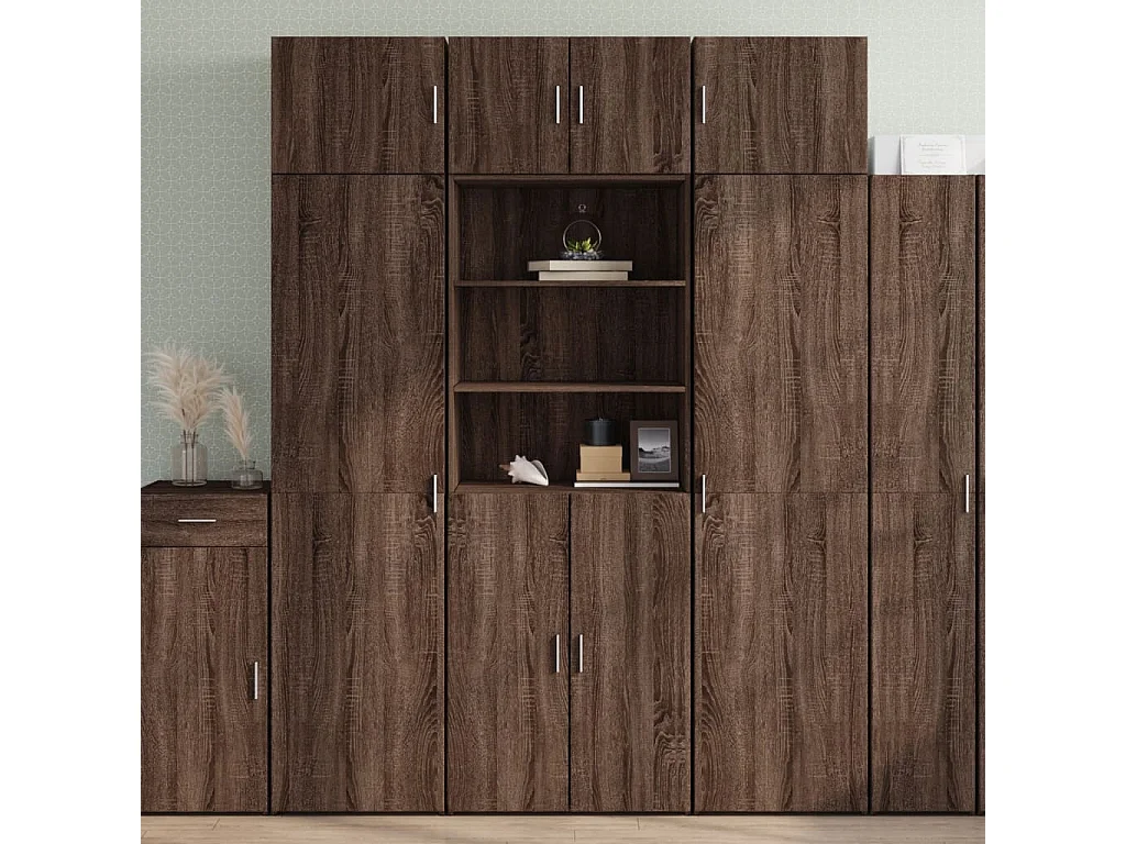 Buffet haut chêne marron 70x42,5x185 cm bois d'ingénierie