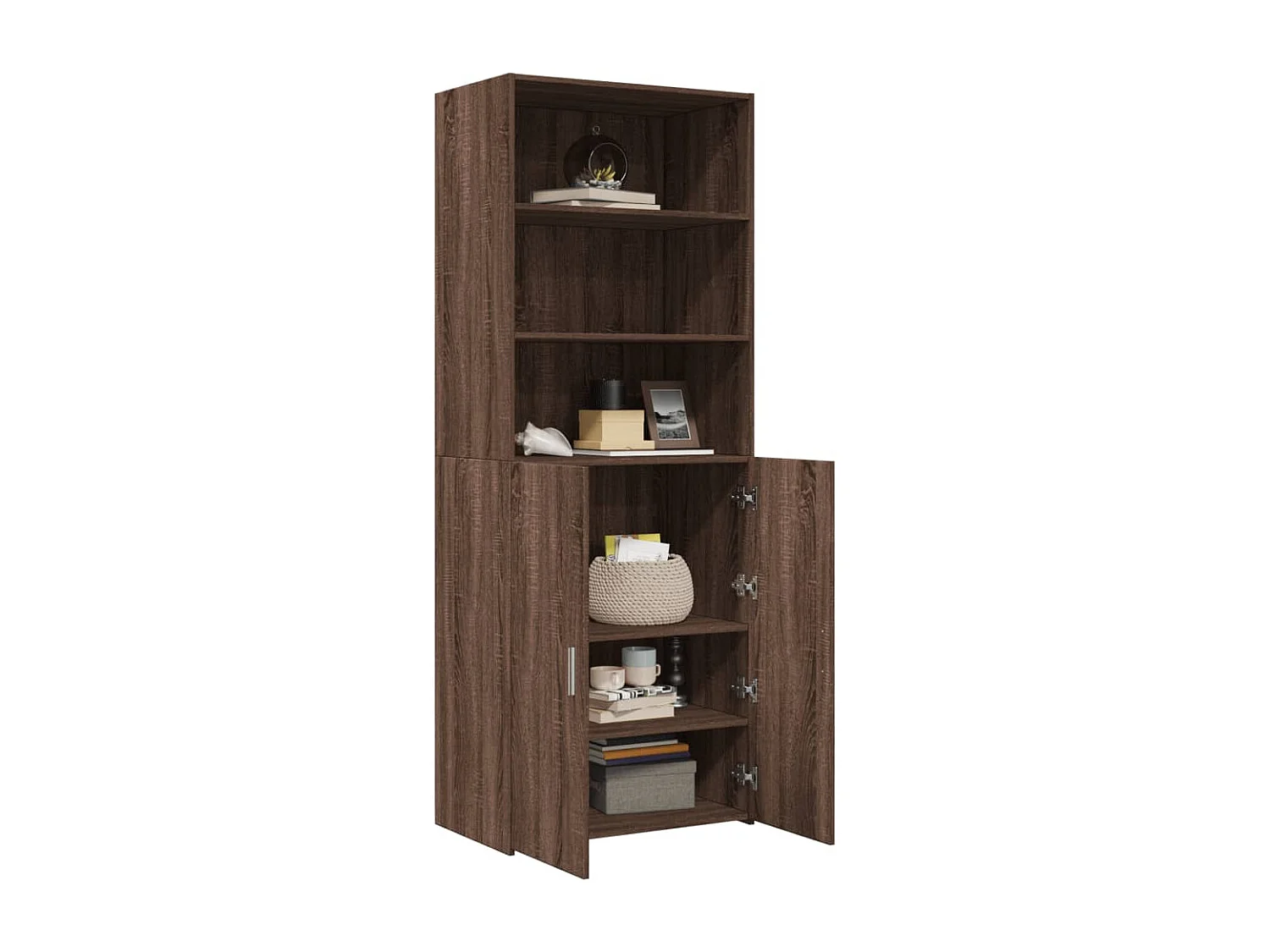 Buffet haut chêne marron 70x42,5x185 cm bois d'ingénierie