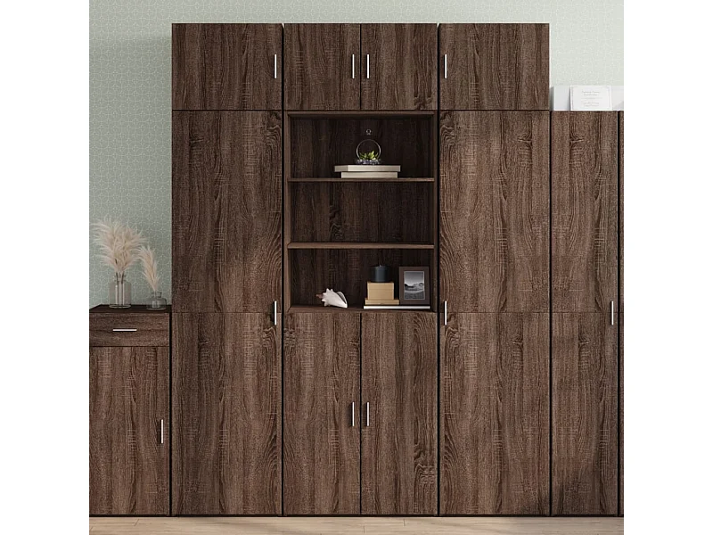 Buffet haut chêne marron 70x42,5x185 cm bois d'ingénierie