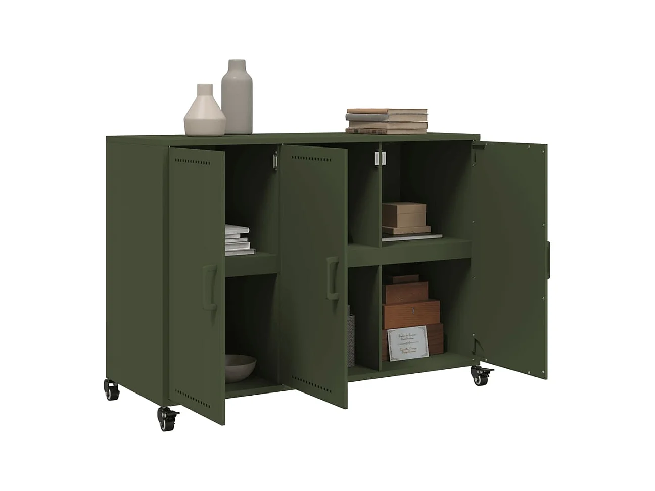 Buffet vert olive 100,5x39x72 cm acier