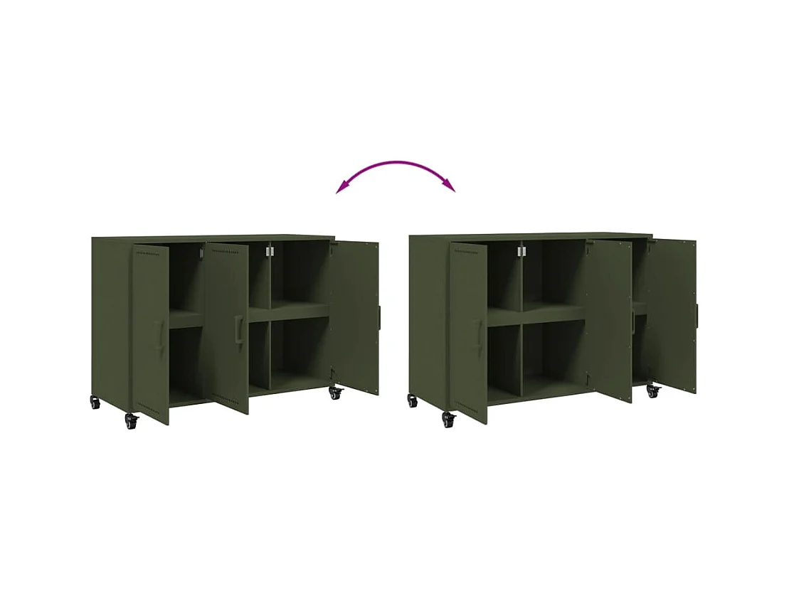 Buffet vert olive 100,5x39x72 cm acier