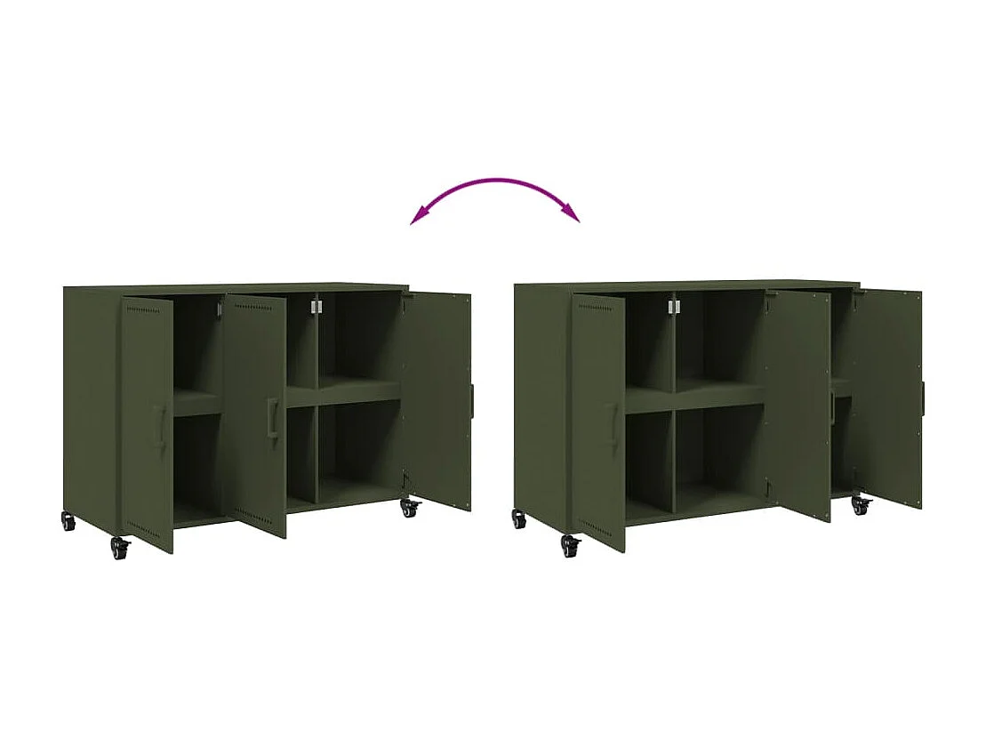 Buffet vert olive 100,5x39x72 cm acier