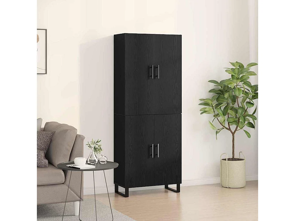 Buffet 2 pièces Chêne noir 69,5 x 34 x 180 cm Bois d'ingénierie