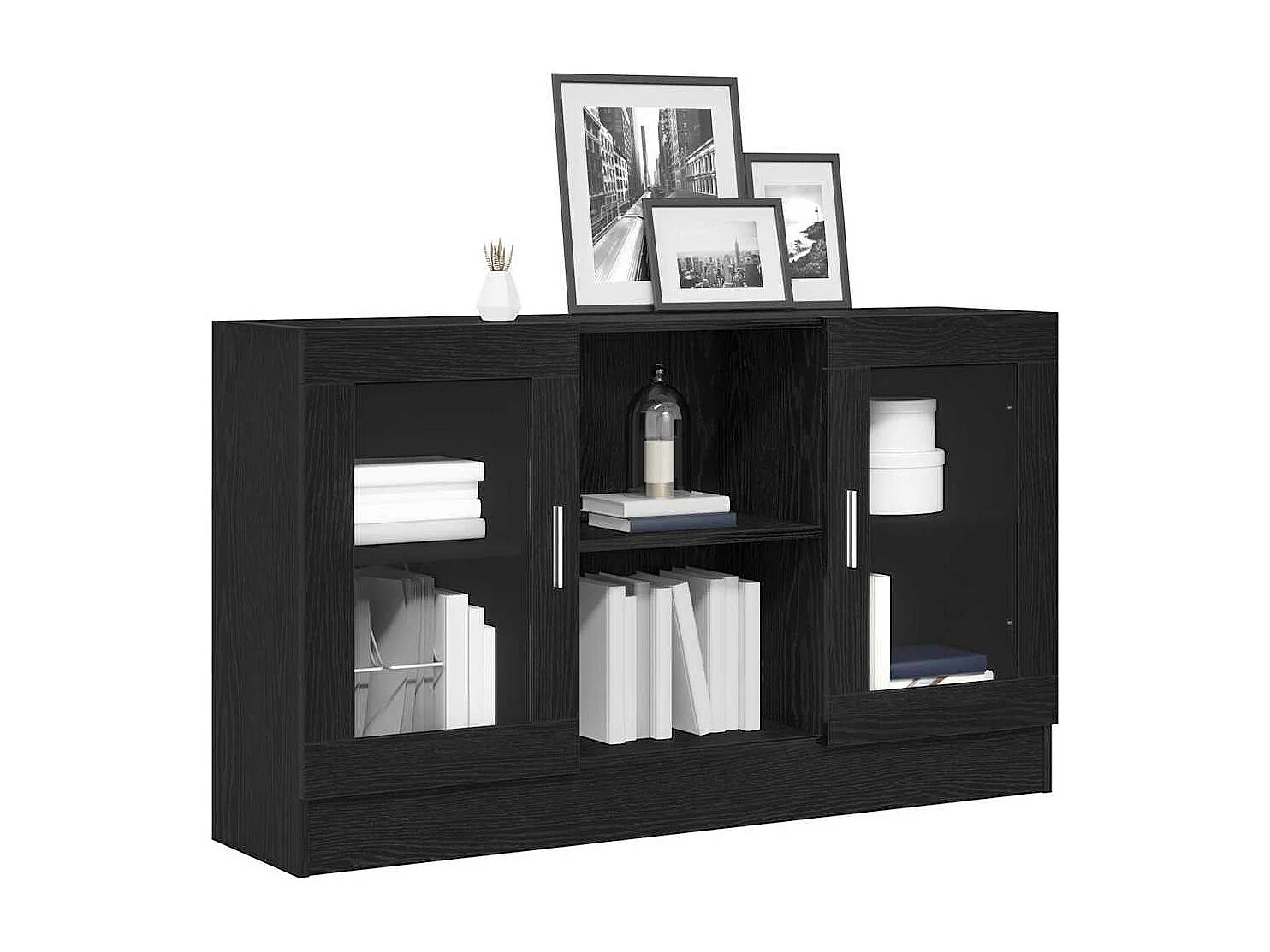 Buffet Noir 120 x 30.5 x 70 cm Bois d'ingénierie