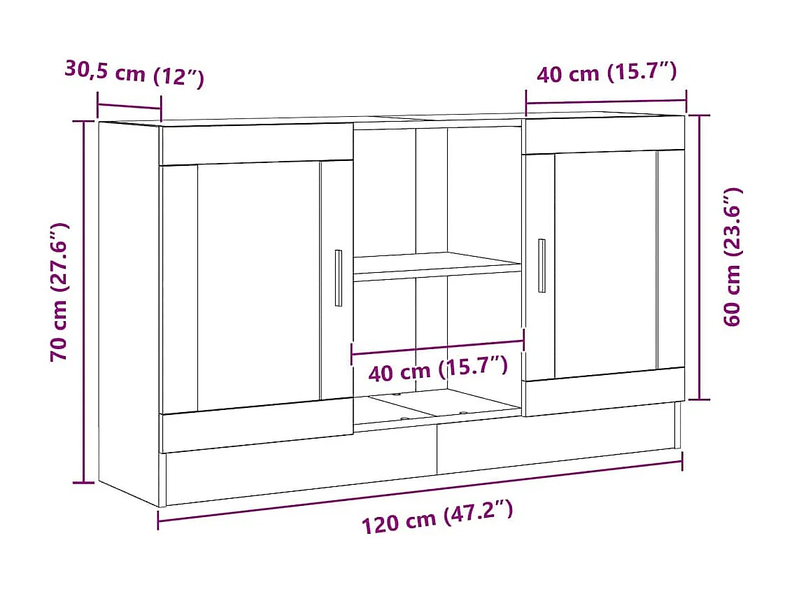 Buffet Noir 120 x 30.5 x 70 cm Bois d'ingénierie