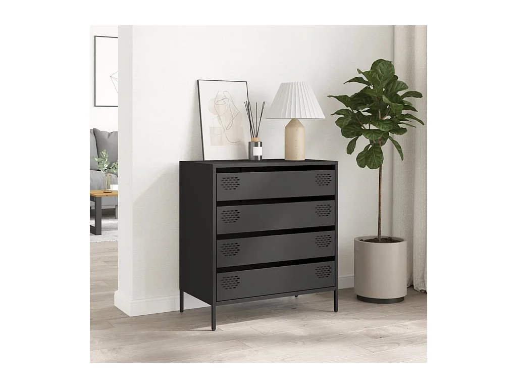 Buffet noir 68x39x73,5 cm acier laminé à froid