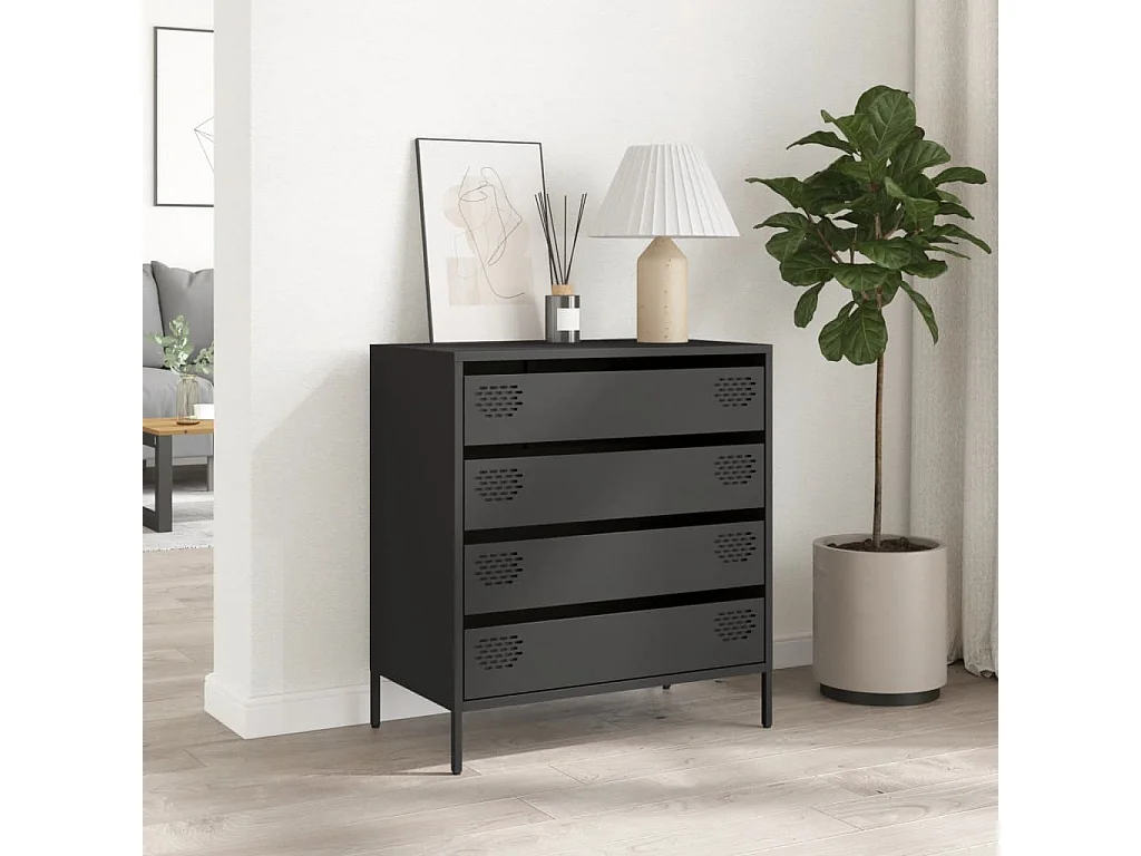 Buffet noir 68x39x73,5 cm acier laminé à froid