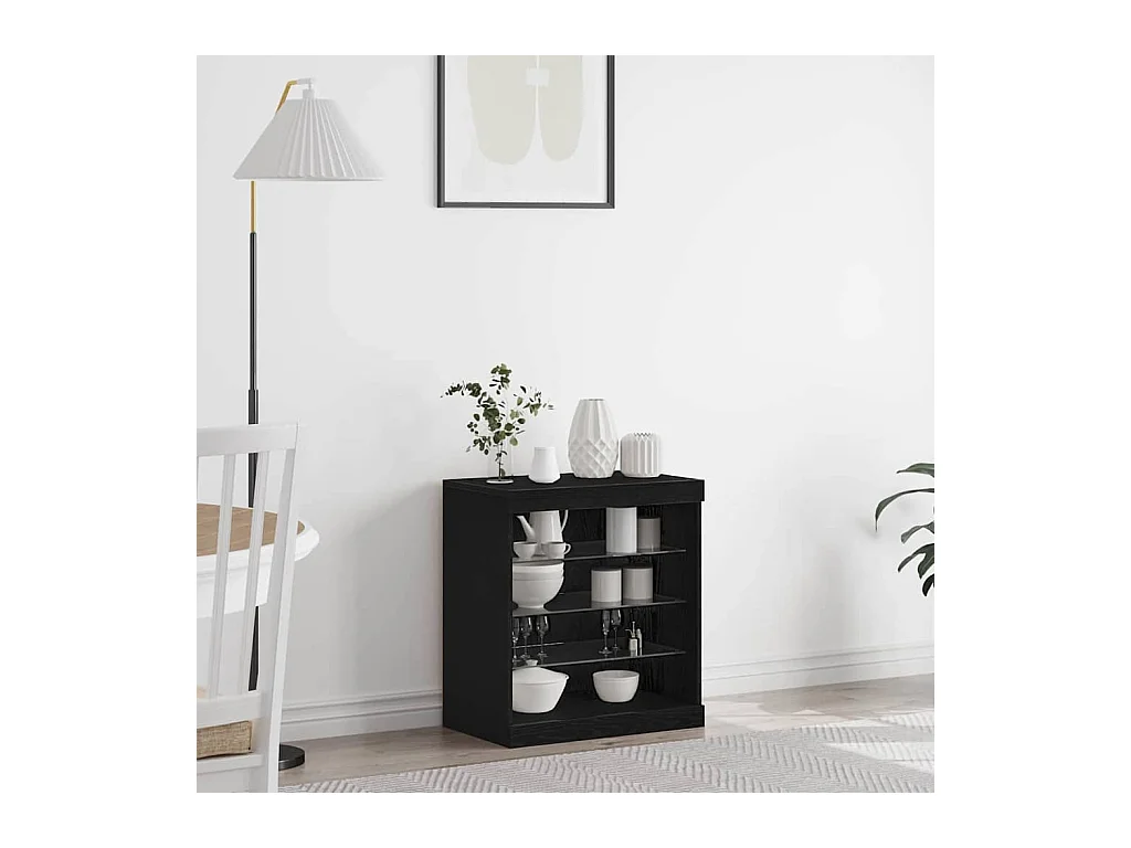 Vitrina Roble Negro 60.5 x 37 x 67 cm Madera contrachapada