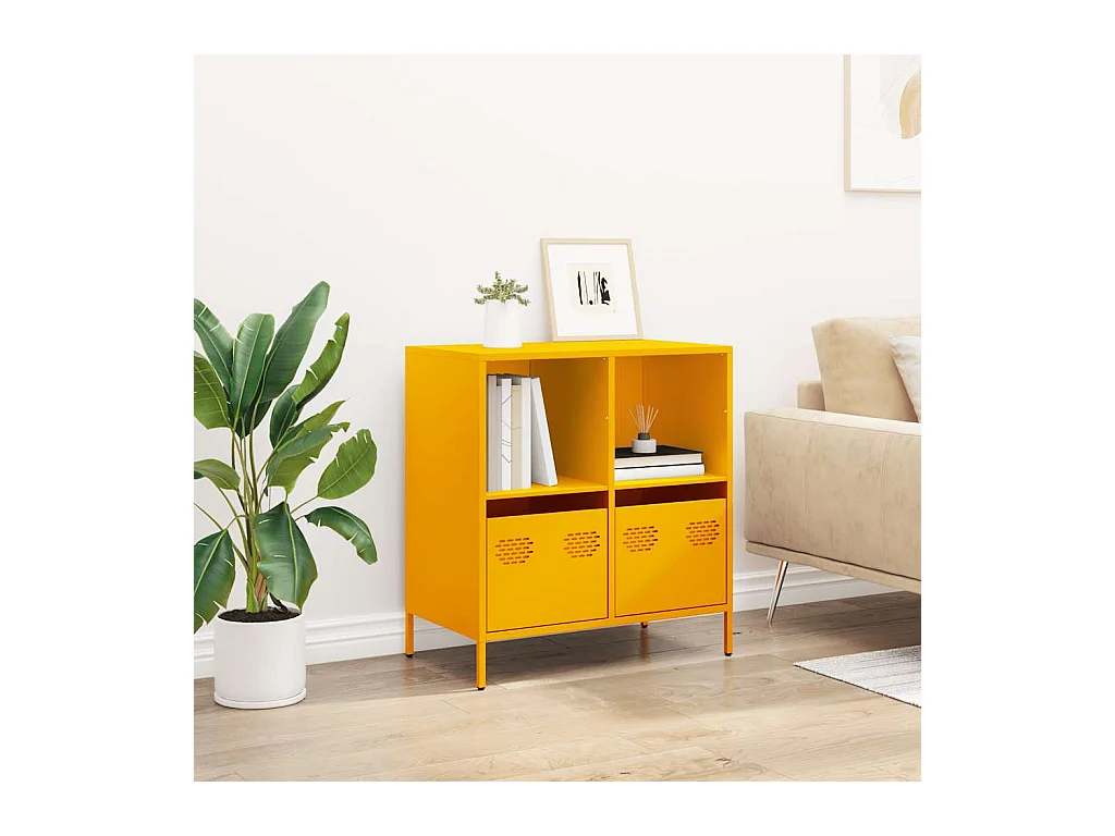 Buffet jaune moutarde 68x39x73,5 cm acier laminé à froid