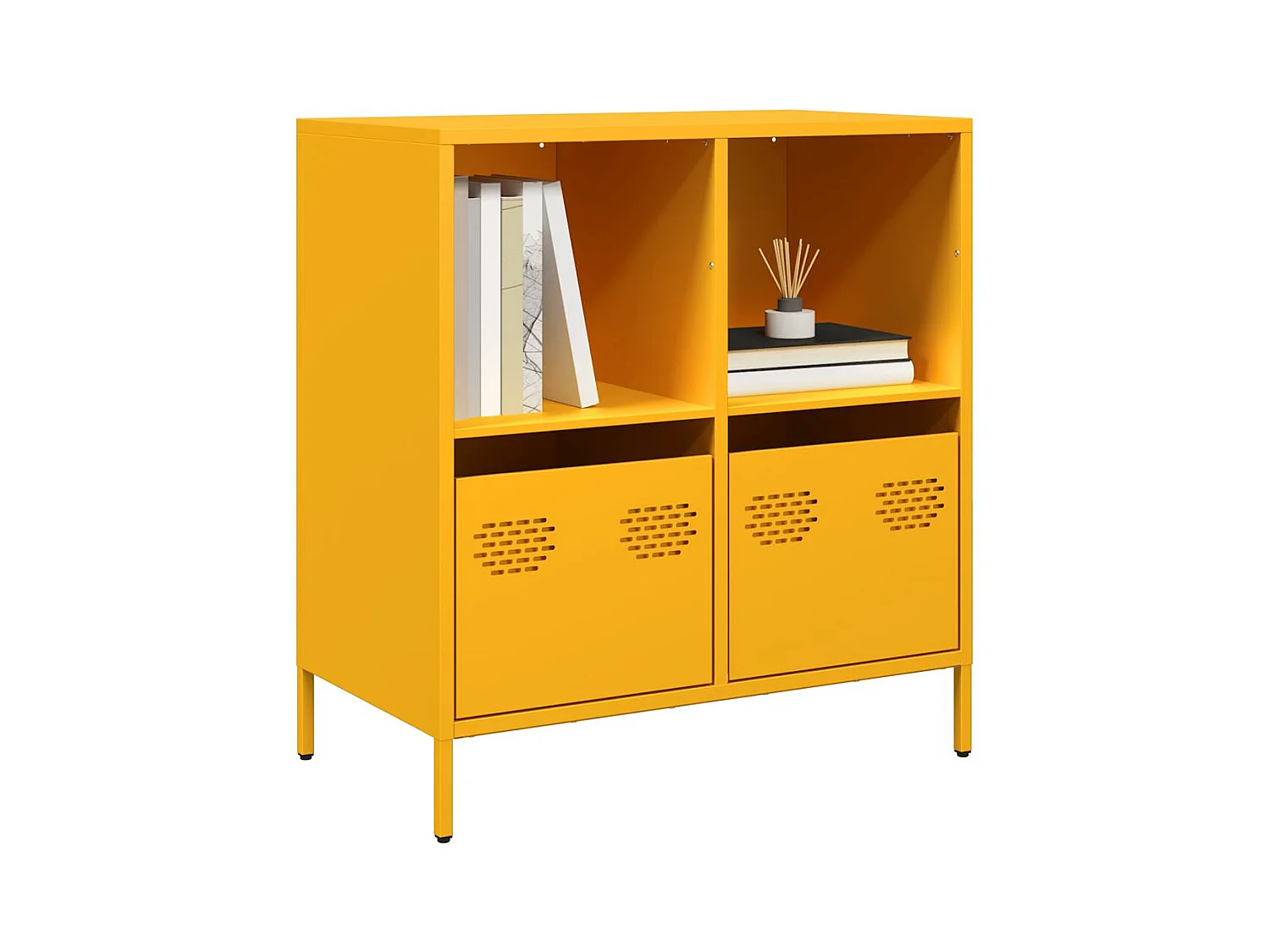 Buffet jaune moutarde 68x39x73,5 cm acier laminé à froid