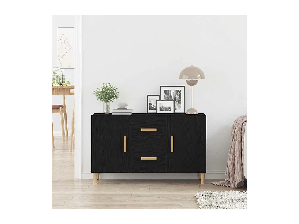 Buffet chêne noir 100x36x60 cm bois d'ingénierie