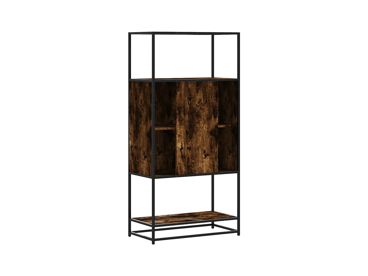 Buffet haut chêne fumé 68x35x139 cm bois d'ingénierie métal