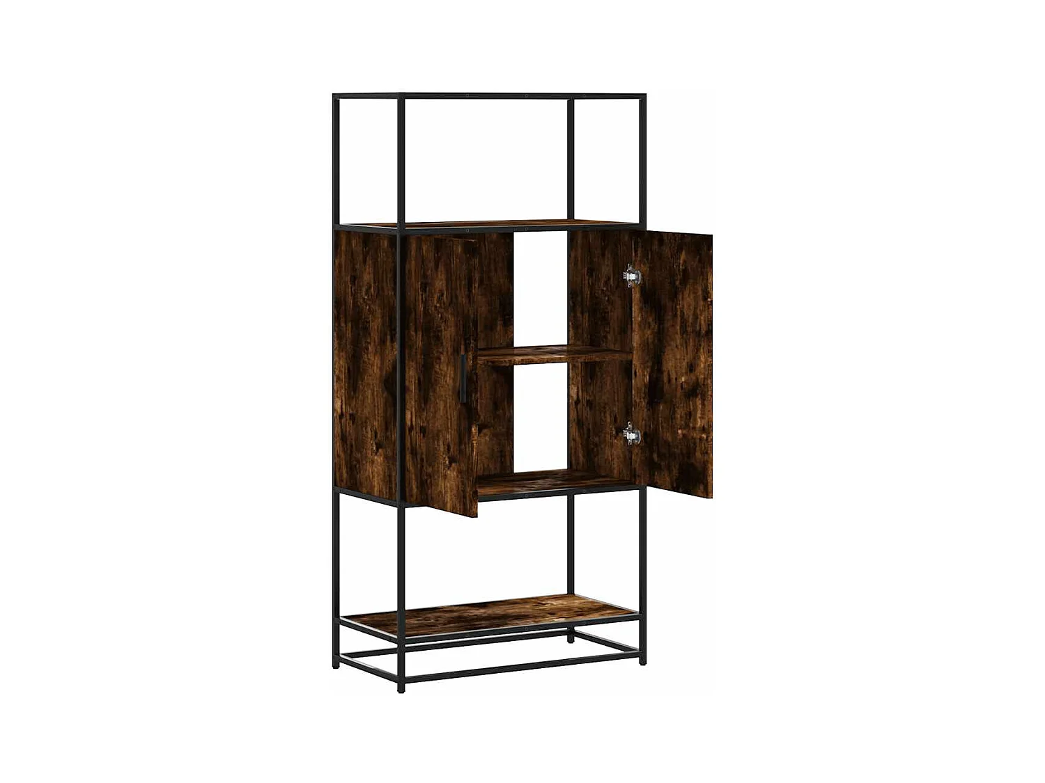 Buffet haut chêne fumé 68x35x139 cm bois d'ingénierie métal