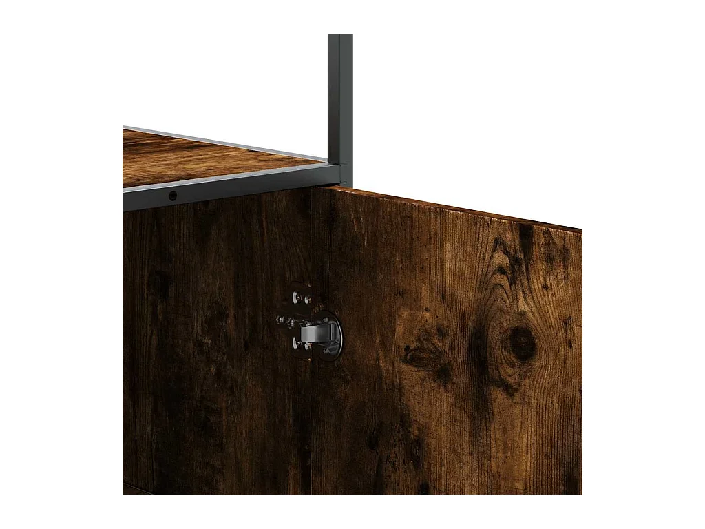 Buffet haut chêne fumé 68x35x139 cm bois d'ingénierie métal