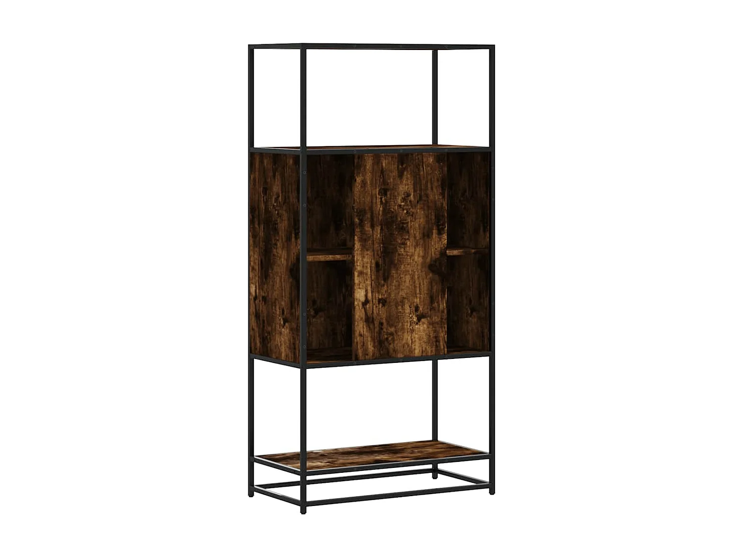 Buffet haut chêne fumé 68x35x139 cm bois d'ingénierie métal