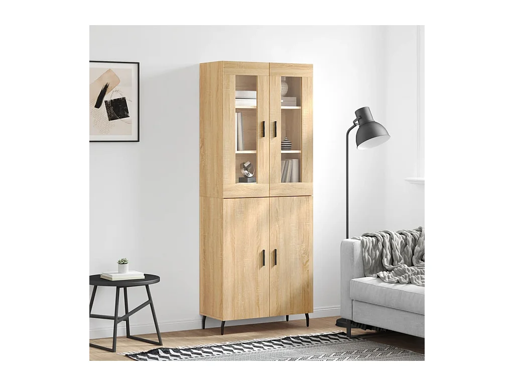 Aparador alto madera contrachapada color roble 69,5x34x180 cm