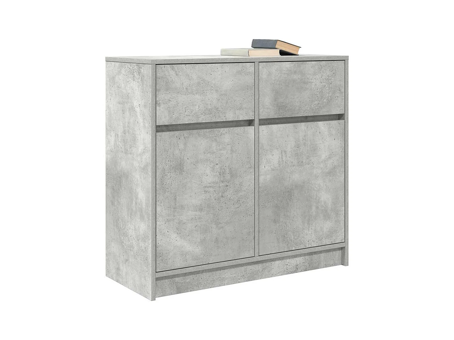 Buffet avec tiroir gris béton 80x34x76 cm bois d'ingénierie