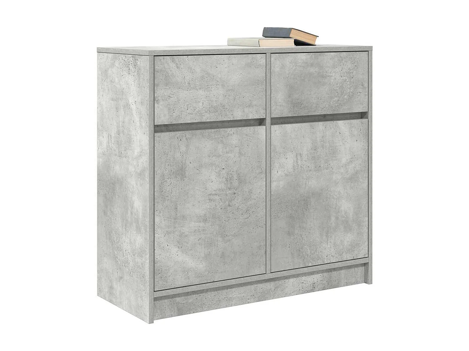 Buffet avec tiroir gris béton 80x34x76 cm bois d'ingénierie