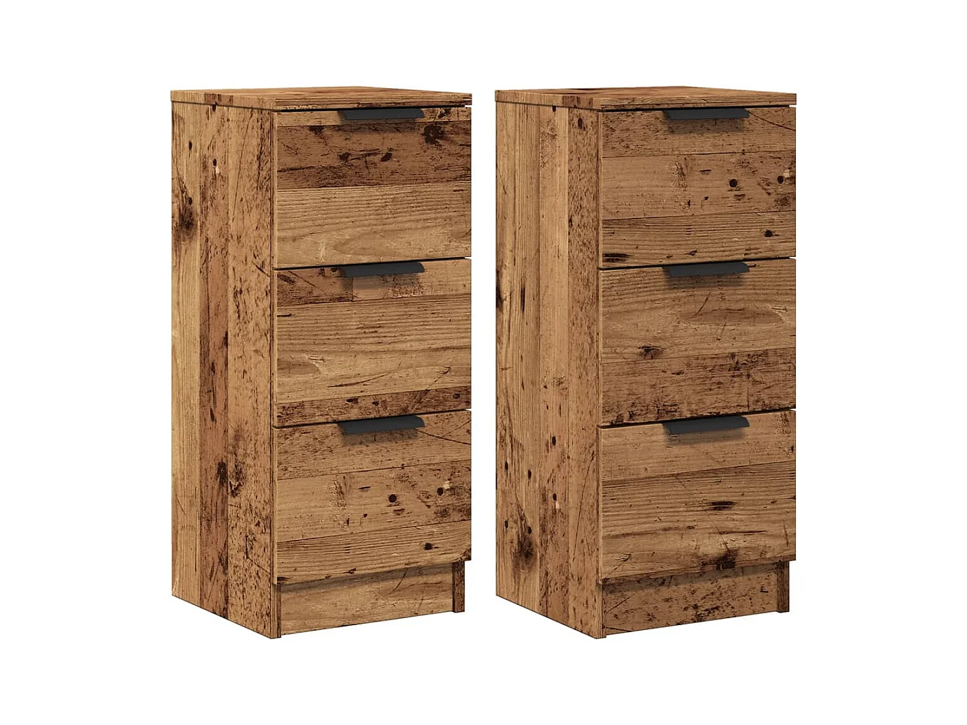 Aparadores 2 uds madera ingeniería madera envejecida 30x30x70cm