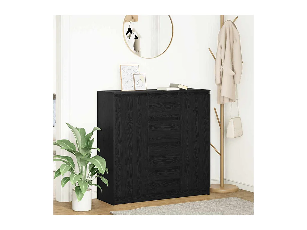 Buffet avec tiroirs chêne noir 100,5x35x98,5 cm bois ingénierie