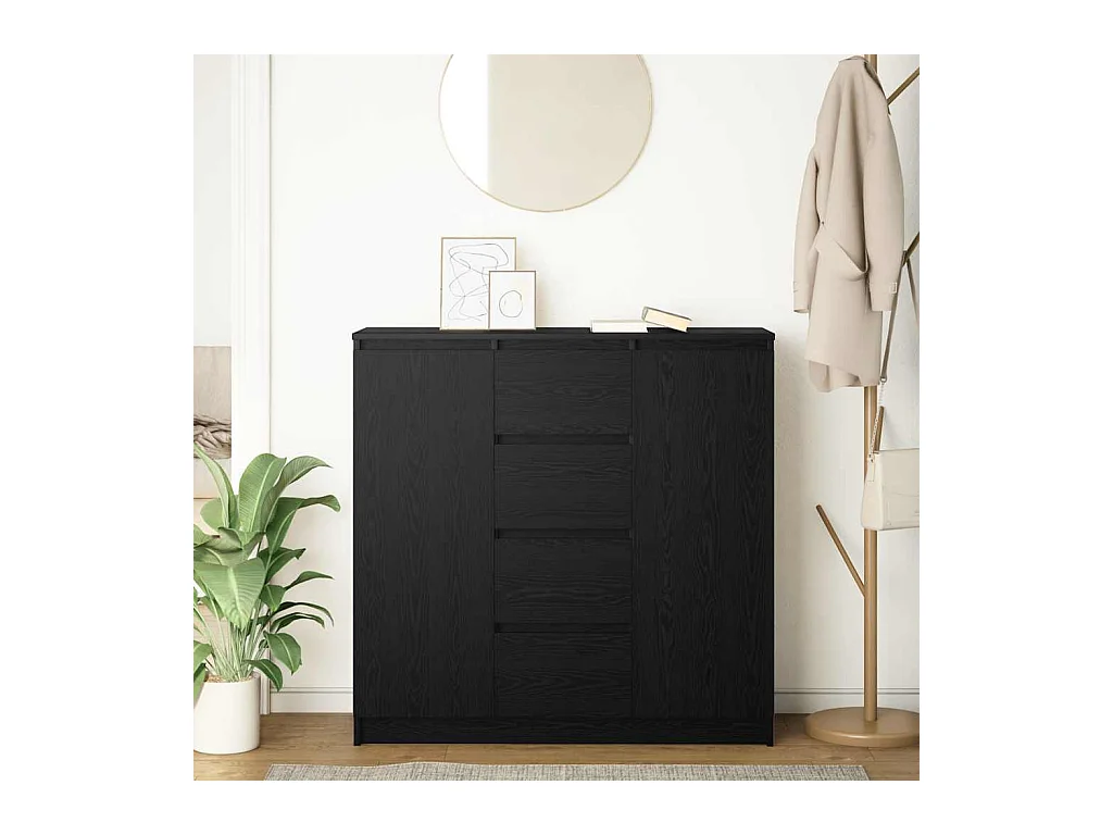 Buffet avec tiroirs chêne noir 100,5x35x98,5 cm bois ingénierie