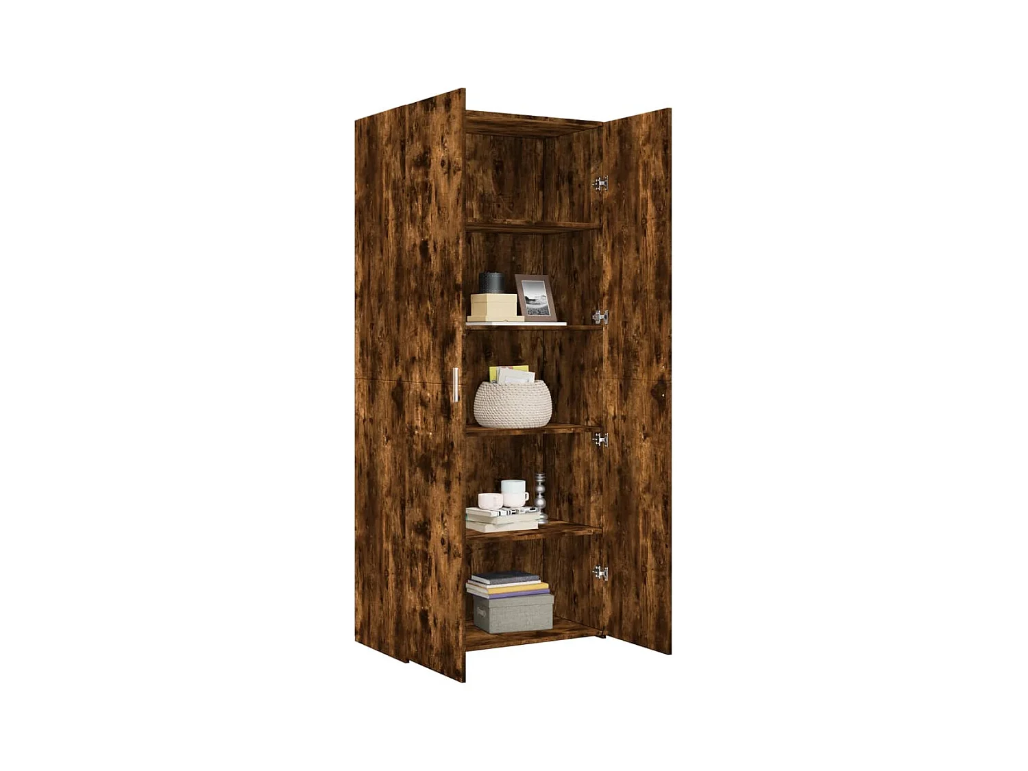 Buffet haut chêne fumé 80x42,5x185 cm bois d'ingénierie