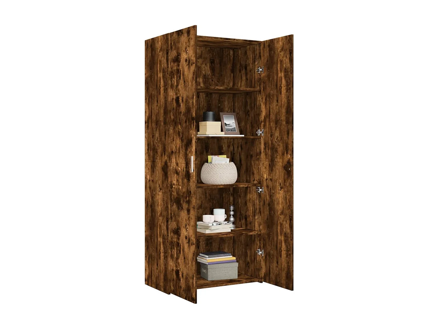 Buffet haut chêne fumé 80x42,5x185 cm bois d'ingénierie