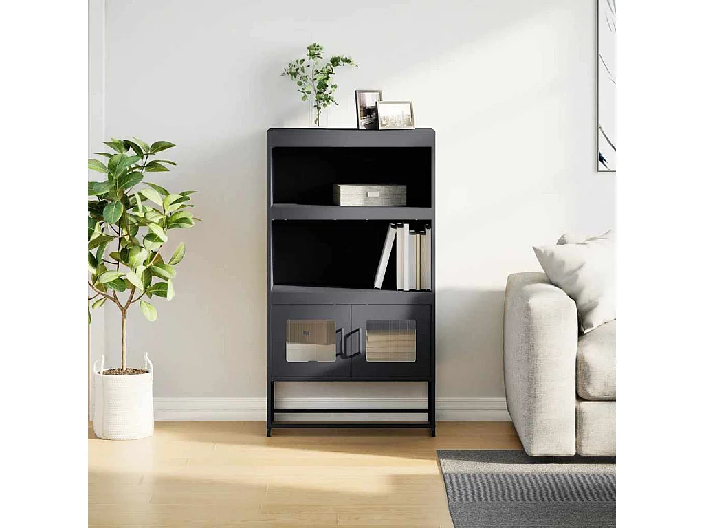 Buffet haut anthracite 68x39x123 cm acier