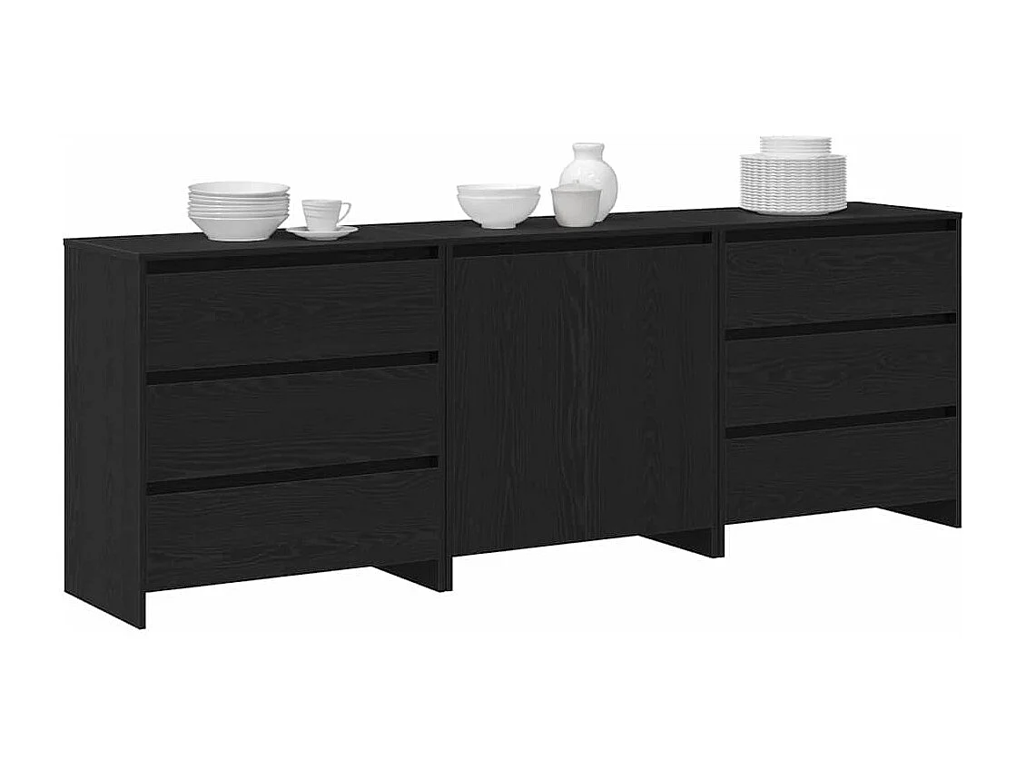 Dressoir met lade 3 pcs Zwart 70 x 41 x 75 cm Bewerkt hout