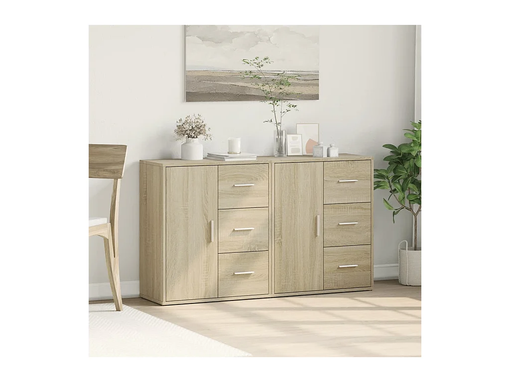 Buffets 2 pièces chêne sonoma 60x31x70 cm bois d'ingénierie