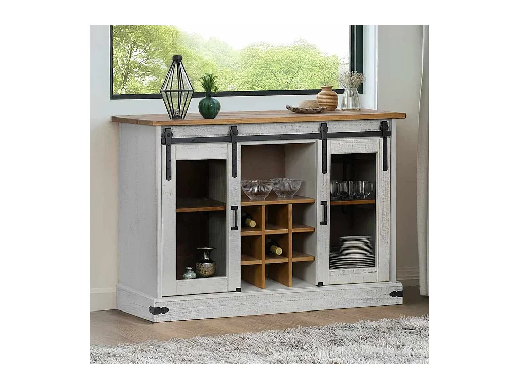 Buffet HALDEN 2 portes coulissantes blanc 112x40x80 cm