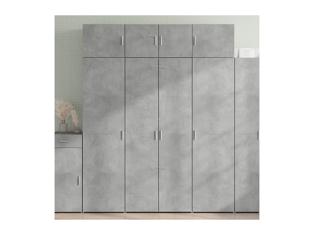 Buffet haut gris béton 80x42,5x185 cm bois d'ingénierie