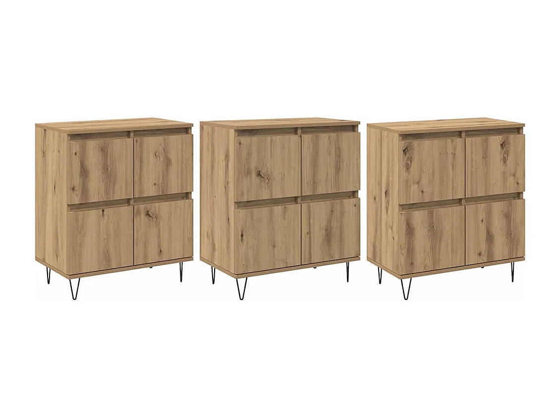 Buffets 3 pièces chêne artisanal 180 x 35 x 70 cm
