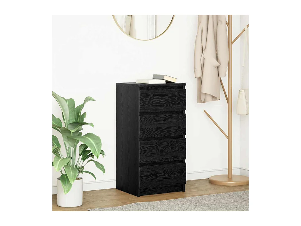 Buffet chêne noir 37,5x35x76 cm bois d'ingénierie