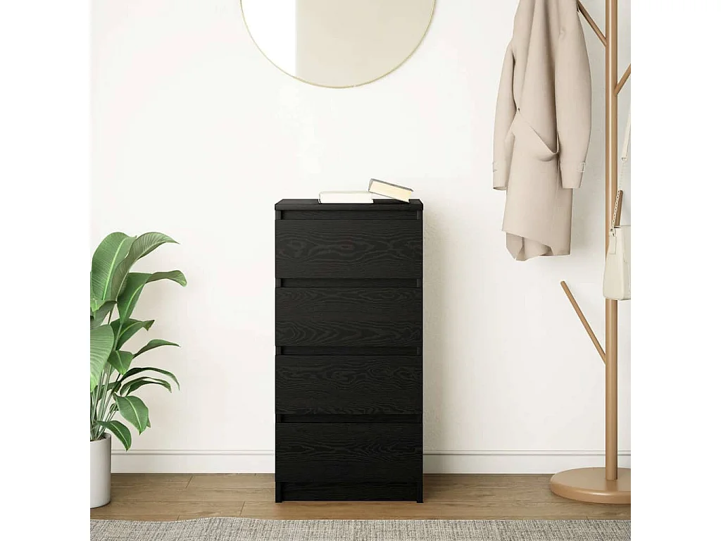 Buffet chêne noir 37,5x35x76 cm bois d'ingénierie