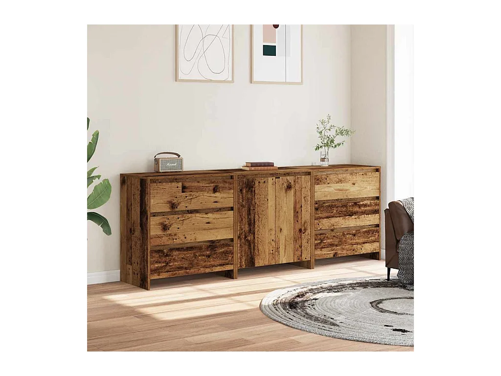 Buffet 3 pièces vieux bois bois d'ingénierie