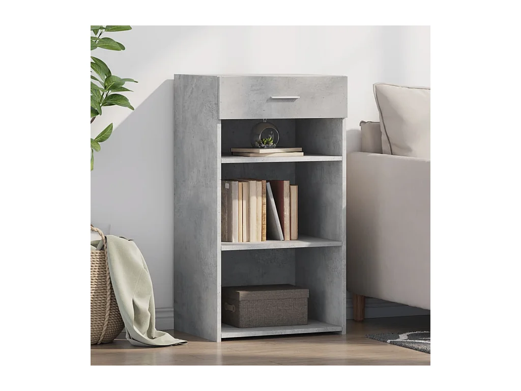 Buffet gris béton 50x42,5x93 cm bois d'ingénierie