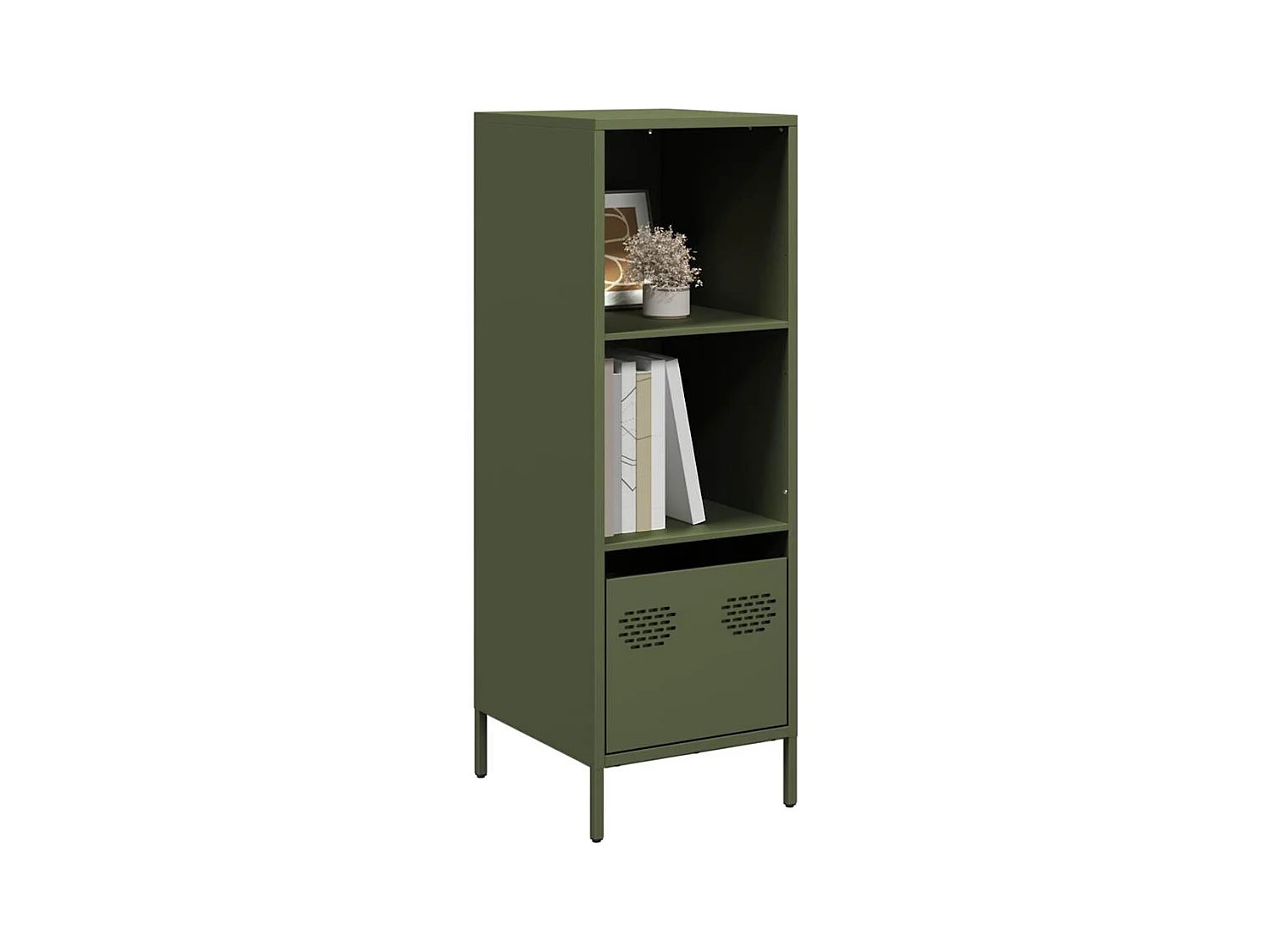 Aparador de acero verde oliva 35x39x103,5 cm