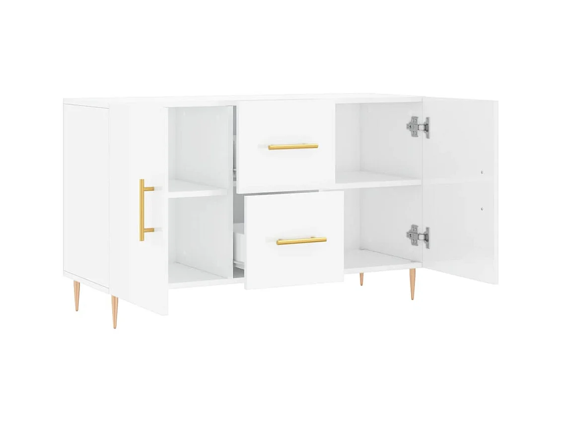 Buffet blanc brillant 100x36x60 cm bois d'ingénierie