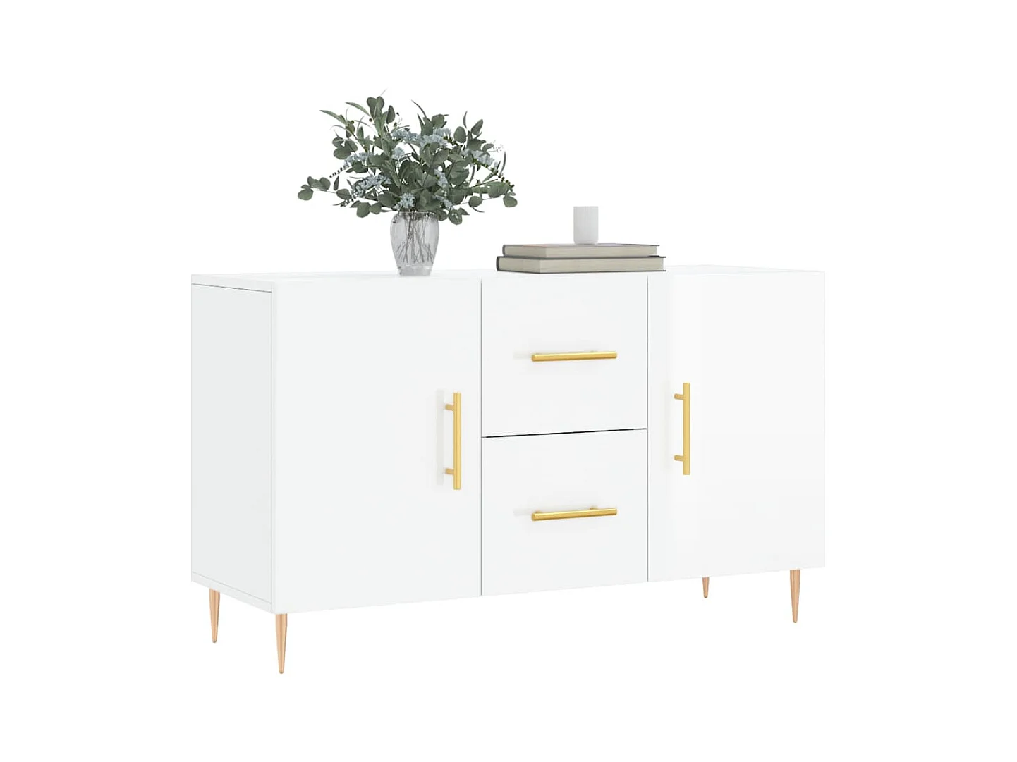 Buffet blanc brillant 100x36x60 cm bois d'ingénierie