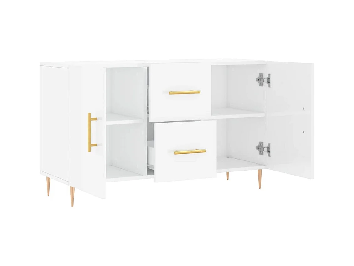 Buffet blanc brillant 100x36x60 cm bois d'ingénierie