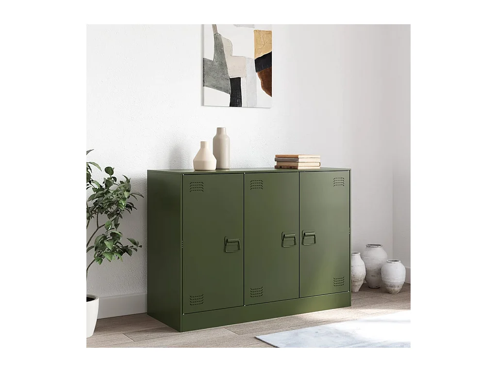 Buffet vert olive 99x39x73 cm acier
