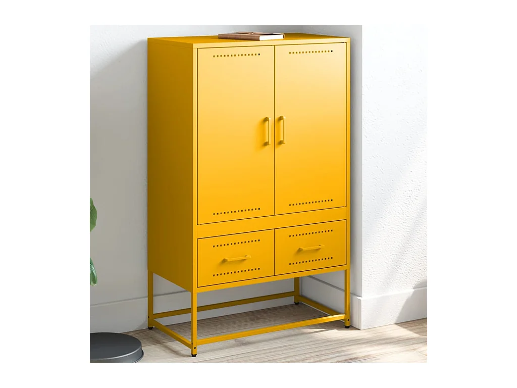 Buffet haut jaune moutarde 68x39x111,5 cm acier