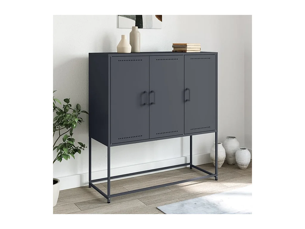 Buffet haut anthracite 100,5x39x107 cm acier