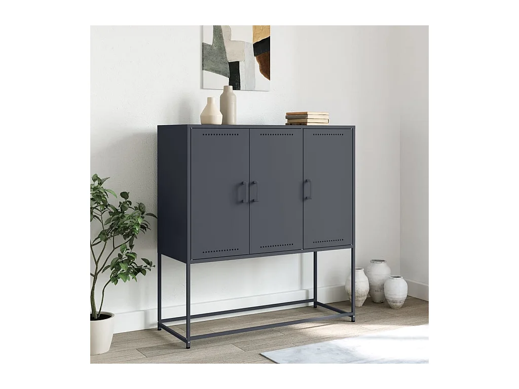 Buffet haut anthracite 100,5x39x107 cm acier