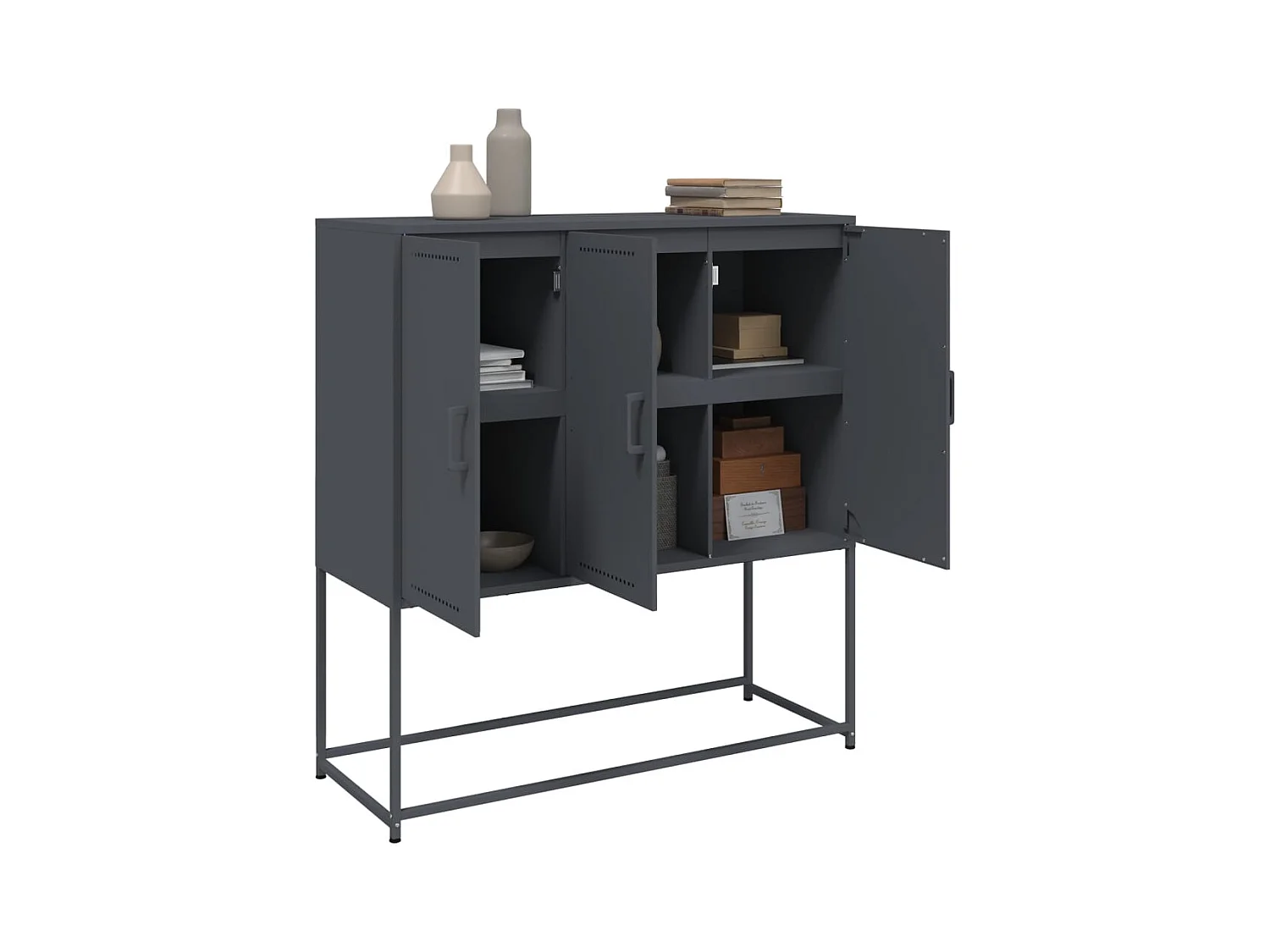 Buffet haut anthracite 100,5x39x107 cm acier