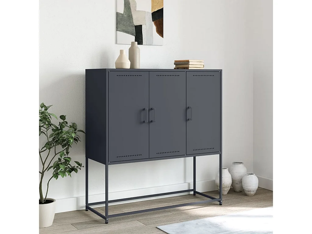 Buffet haut anthracite 100,5x39x107 cm acier