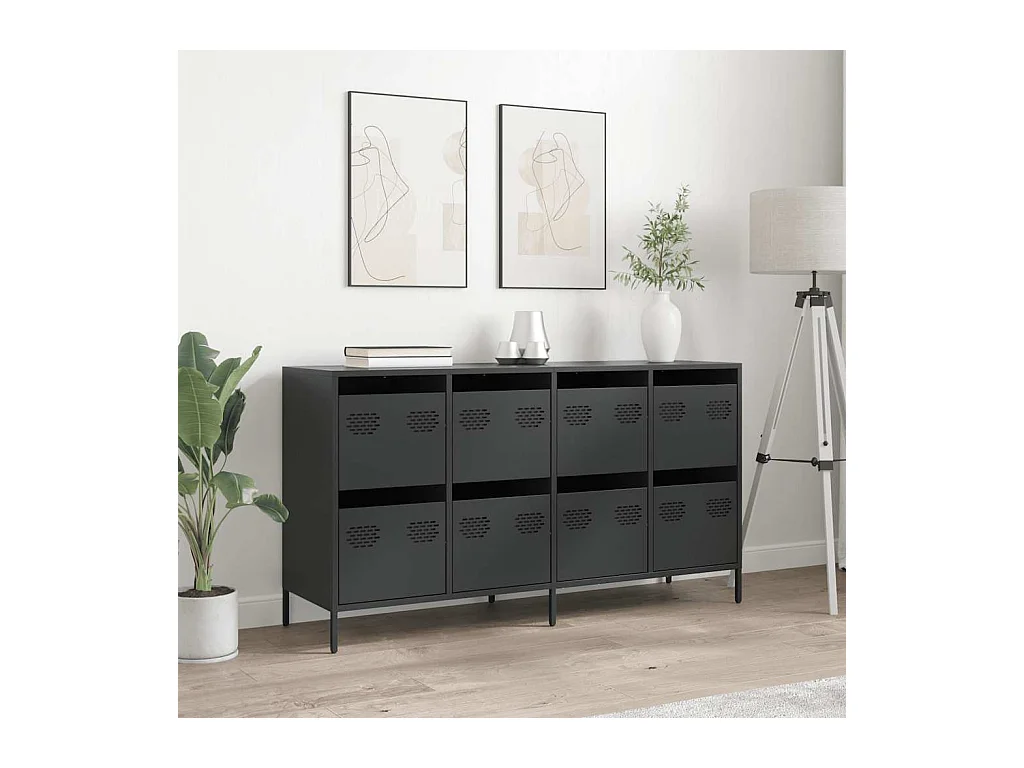 Dressoir 135x39x73,5 cm koudgewalst staal zwart