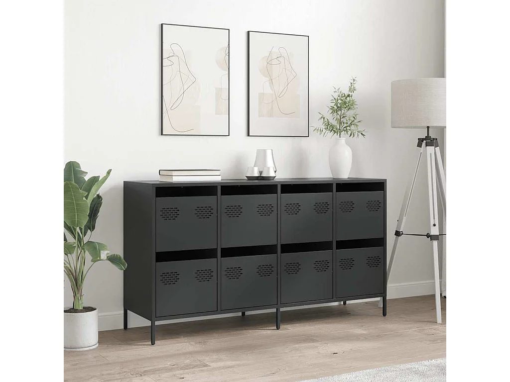 Buffet noir 135x39x73,5 cm acier laminé à froid